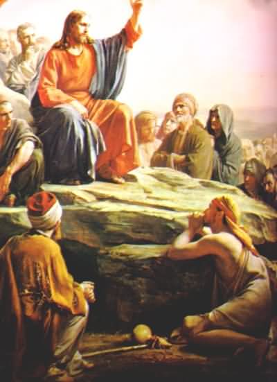 Jesus preaching to the multitude