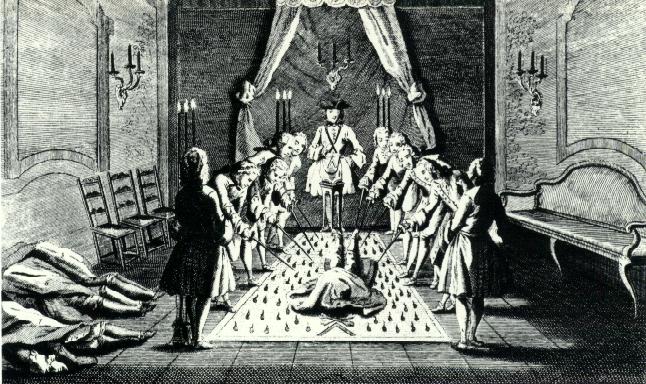 Masons in an initiation ritual