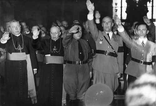 Roman Catholic priests saluting Hitler